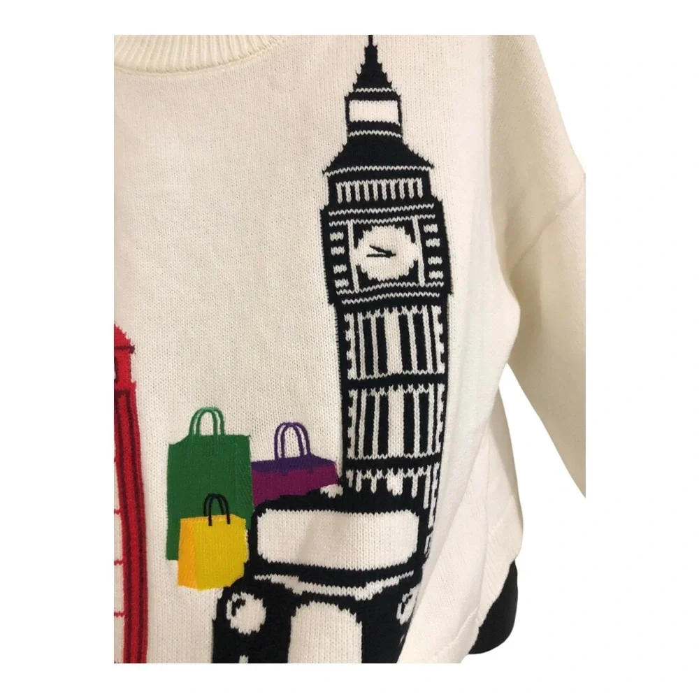 Offwhite London cityscape London Taxi Big Ben Red phone‎ booth printed sweater